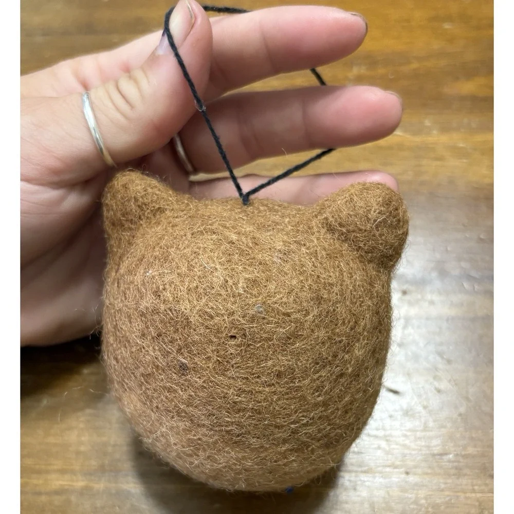 Urban Outfitters 2020 Puff Pet Felt Brown Bear Hanging Ornament
